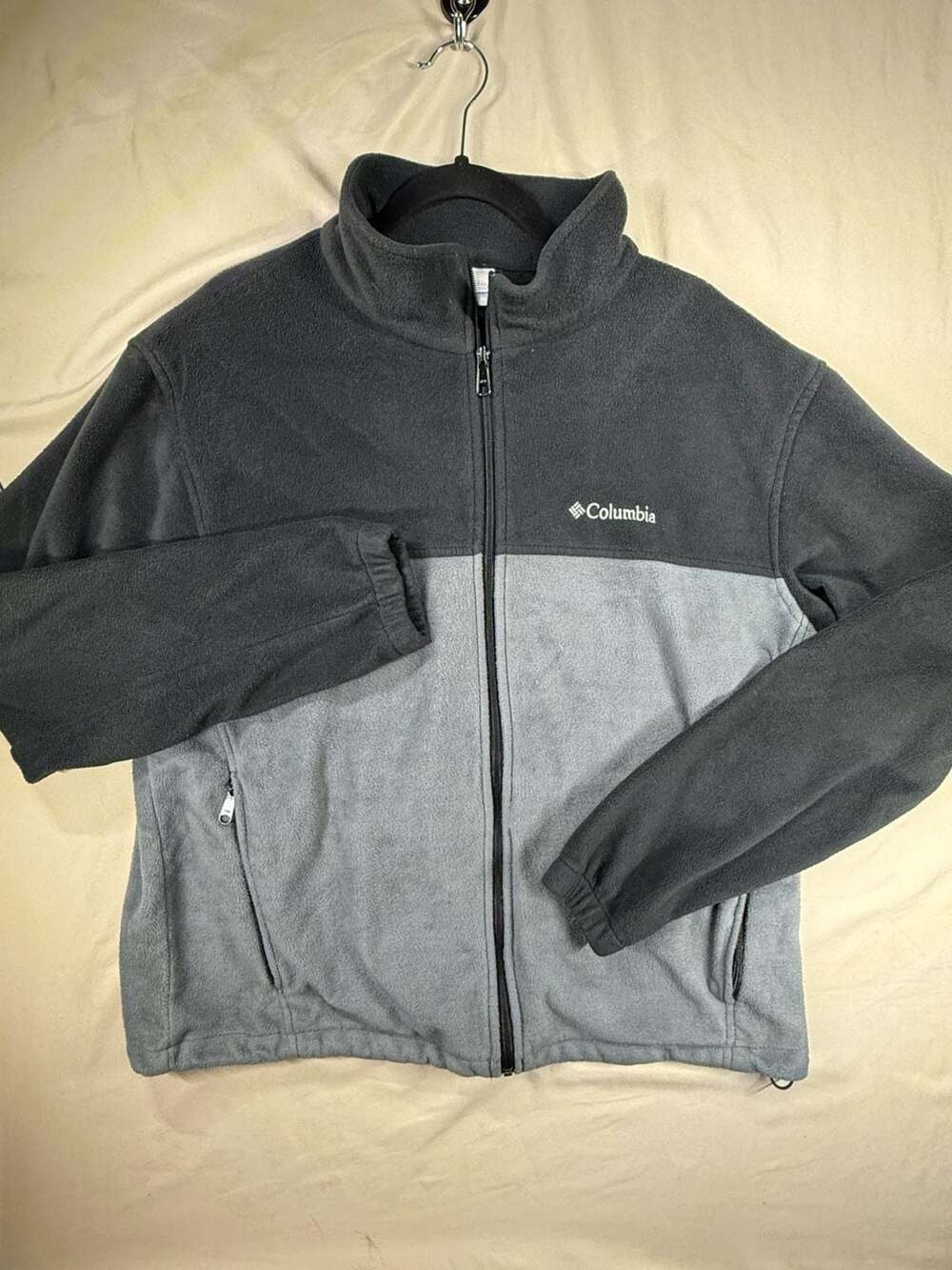 Columbia Full Zip Fleece Jacket Size XL Grey Black